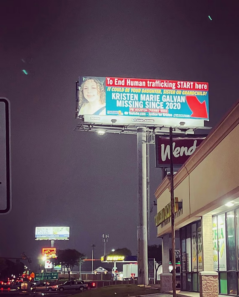 A billboard in Houston appealing for information about Kristen